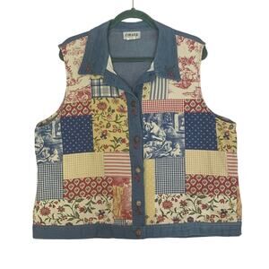 Vintage 90s Graff Patchwork Denim Vest, size 1X